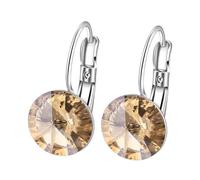 Tolldek Boucles d'oreilles créoles classiques en or blanc 18 carats, citrine jaune 18 carats, sans nickel, Or blanc 18 carats (750), Citrine