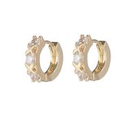 Tolldek Boucles d'oreilles en or 9 carats 375 pour femme - Vintage - Croix en moissanite - Au375 - Boucles d'oreilles bohème en or véritable, Or jaune 9 carats (375), Moissanite