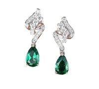 Tolldek Boucles d'oreilles en or blanc 18 carats, vert 2 carats, créées en émeraude, note musicale, Noël, bijoux en or véritable, moissanite pour garçons Au750