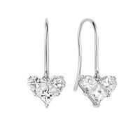Tolldek Boucles d'oreilles en or blanc 9 K/14 K/18 carats, en forme de cœur en diamant, coupe princesse, or 18/14/9 carats, boucles d'oreilles en or véritable pour garçons, Or blanc 14 carats (585