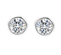 Tolldek Boucles d'oreilles en or blanc 9 K/14 K/18 K véritable blanc créé diamant classique boucles d'oreilles pour femmes coupe ronde boucles d'oreilles art nouveau 18/14/9 carats or, Or blanc 18