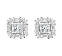 Tolldek Boucles d'oreilles en or blanc 9K/14K/18K, laboratoire blanc créé diamant classique bijoux femmes boucles d'oreilles coupe princesse, Au750/585/375 boucles d'oreilles femmes véritable, Or