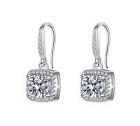 Tolldek Boucles d'oreilles en or blanc véritable Au585 14 carats, moissanite classique, 14 carats, petites boucles d'oreilles pour femme avec moissanite