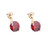 Tolldek Boucles d'oreilles en or jaune 750 18 carats pour femme - Véritable bijou pour femme - Créé par un laboratoire rouge - Rubis - Boucles d'oreilles classiques en or 18 carats