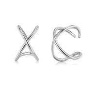 Tolldek Boucles d'oreilles en or jaune 9 carats 375 pour femme, véritable pince d'oreille « X », or 9 carats, boucles d'oreilles pour femme, Or blanc 9 carats (375), Pas de zirconium