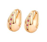 Tolldek Boucles d'oreilles en or jaune 9 carats pour femme - Créées par un laboratoire de rubis multicolores - Créées en diamant classique - Sans nickel