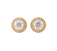 Tolldek Boucles d'oreilles en or jaune 9 K/14 K/18 K, classiques avec taille ronde 1/2 carat, moissanite au 375/585/750, sans allergènes, Or 18 carats, Moissanite