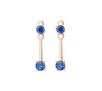 Tolldek Boucles d'oreilles en or rose 9 K/14 K/18 carats, saphir bleu 0,6 carat, boucles d'oreilles classiques pour femme, coupe ronde, boucles d'oreilles art nouveau 18/14/9 carats, Or rose 18 carats