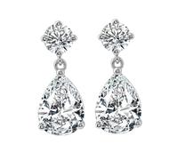 Tolldek Boucles d'oreilles pendantes en or blanc 9 K/14 K/18 K - Bijoux classiques avec moissanite 1/2 carat - Au 375/585/750 - Boucles d'oreilles pour femme - Sans allergie, Or blanc 18 carats