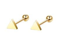 Tolldek Boucles d'oreilles pour femme - Or jaune 9 carats 375 - Triangle - Art Nouveau - Or jaune 9 carats - Véritable bijou, Or jaune 9 carats (375), Pas de zirconium
