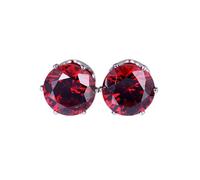 Tolldek Boucles d'oreilles vintage en or blanc 750 18 carats 750 pour femme - Créées par un laboratoire rouge - Rubis - Petites boucles d'oreilles en or véritable Au750