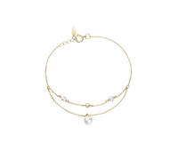 Tolldek Bracelet breloques en or jaune 9 K/14 K/18 carats, perle blanche double couche 3-3,5 mm/5,5-6 mm Bracelets ronds en or 18/14/9 carats pour femme avec moissanite, or jaune 14 carats (585