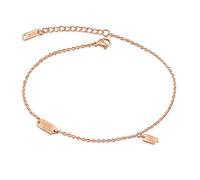 Tolldek Bracelet de cheville bohème en or rose 750 pour femme, « I Love You Good Luck Dog Tag » - Chaîne de cheville d'amitié - Or 18 carats - Bijou en or véritable 20-30 cm, Or rose 18 carats (750