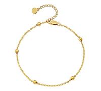 Tolldek Bracelet de cheville en or 18 carats Au750 - Avec perle ronde - Réglable - Bijou de pied pieds nus - Or blanc 18 carats - Bijou en or véritable - 20-30 cm, or jaune 18 carats (750), Pas de