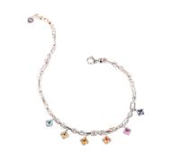 Tolldek Bracelet pour femme en or blanc 9 K/14 K/18 carats, bleu 1,25 carat, saphir classique, coupe princesse, or 18/14/9 carats, Or blanc 14 carats (585), Laboratoire Créé Saphir