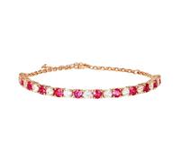 Tolldek Bracelet rubis 2,5 ct pour femme - Réglable - Or rose 18 carats - Rouge - Bracelet classique à breloques pour femme - Or rose 750 avec saphir - Longueur 14,5-19,5 cm, Or rose 18 carats (750