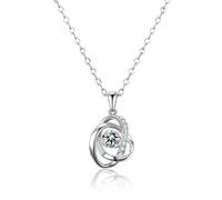 Tolldek Chaîne en or blanc 9 K/14 K/18 K pour femme - Pendentif en or véritable - Collier pour femme - Bague de mouette ronde blanche - Or blanc au 375/585/750 - Colliers pour femme - 40 + 5, Or blanc