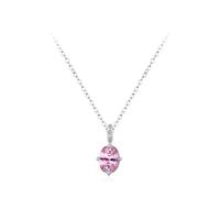 Tolldek Chaîne en or blanc Au 375/585/750 pour femme, véritable pendentif ovale avec laboratoire Saphir rose taille ovale rose, 9 K/14 K/18 K, 40 + 5, Or blanc 9 carats (375), Laboratoire Créé Rose