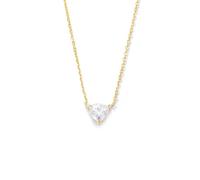 Tolldek Chaîne en or jaune 9K/14K/18K pour femme - Vintage - Véritable bijou en or - Pendentif triangle avec moissanite triangle blanc - Or Au375/585/750 - Colliers 40 + 5, Or jaune 9 carats (375