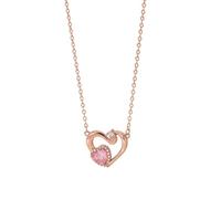 Tolldek Chaîne en or rose 9 K/14 K/18 K pour femme - Pendentif en forme de cœur avec laboratoire - Saphir rose - Taille cœur rose - Au375/585/750 - Cadeau pour femme - 40 + 5, Or rose 9 carats (375