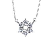 Tolldek Chaîne pour femme en or blanc 9 carats Au375 avec pendentif en forme de fleurs torsadées en diamant créé en laboratoire - Collier en or 375 pour femme - Bijou en or véritable - 45 + 5 cm