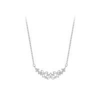 Tolldek Chaîne vintage en or blanc 9 K/14 K/18 K pour femme - Pendentif creux - Fleurs avec moissanite ronde blanche - Au 375/585/750 - Collier en or blanc pour femme - 40 + 5, Or blanc 9 carats (375