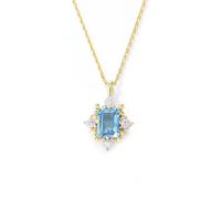 Tolldek Chaîne vintage en or jaune 9 K/14 K/18 carats pour femme, avec pendentif classique avec topaze rectangulaire bleue, or Au375/585/750, 40 + 5, or jaune 18 carats (750), Topaze