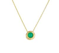 Tolldek Collier en or 9 K/14 K/18 carats pour femme - Bijou fantaisie véritable - Pendentif classique avec agate verte - Chaîne en or jaune Au375/585/750 pour femme - 40 + 5, Or jaune 9 carats (375