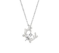 Tolldek Collier en or blanc 9 K/14 K/18 K pour femme - Pendentif en forme de bois de cerf avec moissanite - Coupe goutte - Blanc - Au 375/585/750 - Chaîne pour femme - 40 + 5, Or blanc 14 carats (585