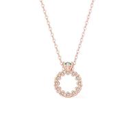 Tolldek Collier en or rose Au375/585/750 pour femme - Pendentif en or véritable - Couronne de cœur - Cercle avec moissanite ronde blanche 9 K/14 K/18 K - 40 + 5, Or rose 14 carats (585), Moissanite