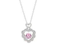 Tolldek Collier en or véritable pour femme - Or blanc au 375/585/750 - Pendentif cœur créé en laboratoire - Saphir rose - Taille ronde - Or blanc 9 K/14 K/18 carats - 40 + 5, Or blanc 14 carats (585