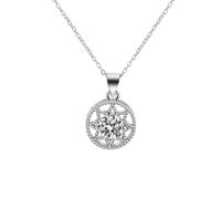 Tolldek Collier Femme Vintage Or Blanc 9 Carats Au375, Créé en Laboratoire Diamant Creux Fleurs Chaîne Femmes, Créé en Laboratoire Diamant Chaîne Femme Or 9 carats véritable, 45 + 5 cm