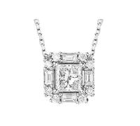 Tolldek Collier pour femme - Bijou fantaisie - Or blanc 9K/14K/18K - Créé en laboratoire - Diamant classique - Pendentif pour femme - Coupe princesse - Chaîne en or 18/14/9 carats - Bijou pour femme