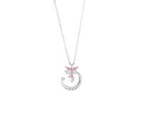 Tolldek Collier pour femme en or blanc 9K/14K/18K véritable bijou pour femme, pendentif fleurs de lune avec laboratoire créé en laboratoire rose saphir taille marquise rose, or blanc au 375/585/750
