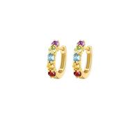 Tolldek Creole Hoop 9K/14K/18K or jaune véritable, multicolore pierre précieuse naturelle classique boucles d'oreilles vintage coupe ronde boucles d'oreilles art nouveau 18/14/9 carats or, or jaune 14