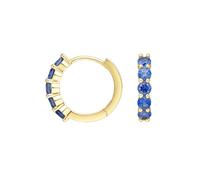 Tolldek Créole Hoop - Or jaune 9 K/14 K/18 carats - Bleu saphir 0,75 ct - Bijoux classiques pour femme - Boucles d'oreilles rondes - Or Au750/585/375 - Boucles d'oreilles Art nouveau véritable, or