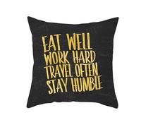 Tolldek EAT Well Housse de coussin décorative douce pour canapé Motif EAT Well 40 x 40 cm Noir/doré