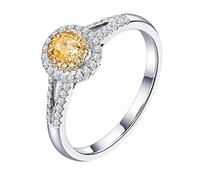 Tolldek Echt Schmuck Bague de mariage classique en or blanc 750 avec diamant taille ovale 0,25 ct jaune clair 18 carats sans allergènes, Or blanc 18 carats, Diamant