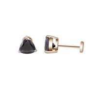 Tolldek Gold Au 375/585/750 Boucles d'oreilles classiques avec coupe triangulaire 1/2 carat Moissanite noire, 9K/14K/18K Boucles d'oreilles pour femme Véritable hypoallergénique, or 9 carats