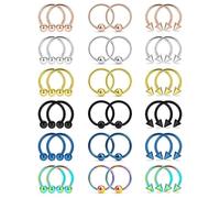Tolldek Lot de 36 piercings de nez en acier inoxydable - 1,2 mm - Cercle en U - Clicker - Fer à cheval - Anneaux de piercing pour lèvres, oreilles, nez - Bijoux pour femme, 1.2x8x3mm, Acier