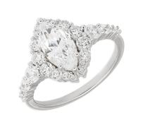 Tolldek Or blanc Au 375/585/750 Bague d'amitié avec marquise Moissanite classique Taille 47-65, Or blanc 18 carats (750), Moissanite