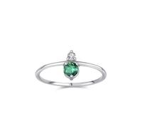 Tolldek Or blanc Au 375/585/750 Bague de fiançailles en or véritable bijou classique 3 griffes avec émeraude verte créée en laboratoire, alliances avec moissanite en or blanc 9 K/14 K/18 K, taille 47