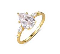 Tolldek Paire d'alliances délicates en or blanc 9 K/14 K/18 carats avec moissanite taille goutte véritable Au 375/585/750 Or blanc Taille 47-65, Or jaune 9 carats (375), Moissanite