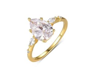 Tolldek Paire d'alliances délicates en or blanc 9 K/14 K/18 carats avec moissanite taille goutte véritable Au 375/585/750 Or blanc Taille 47-65, Or jaune 9 carats (375), Moissanite