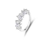 Tolldek Paire d'alliances en or 18 carats Au750 véritable et élégante avec moissanite coupe rectangulaire, bague de mariage PT950 platine, taille 47-65, Or blanc 18 carats (750), Moissanite