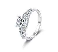 Tolldek Paire d'alliances en or blanc 9 K/14 K/18 carats, 4 griffes, bague de mariage avec diamant véritable, bague en or blanc 375/585/750, taille 47-65, Or blanc 14 carats (585), Laboratoire Créé