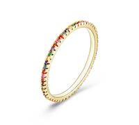 Tolldek Paire d'alliances éternité en or 9K/14K/18K, bijoux en or véritable, bagues d'amitié en or jaune 375/585/750, taille 47-65, or jaune 18 carats (750), Saphir multicolore
