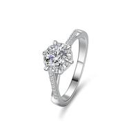 Tolldek Paire d'anneaux en or blanc 9 K/14 K/18 carats, bagues d'amitié délicates avec diamants créés en laboratoire, bague en or blanc 375/585/750, taille 47-65, 950 Platinum, Diamant Laboratoire