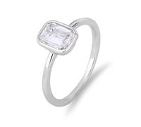 Tolldek Paire de bagues d'amitié en or blanc 9K/14K/18K, avec moissanite taille rectangulaire véritable, bague au 375/585/750, or blanc, taille 47-65, 950 Platinum, Moissanite
