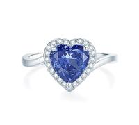 Tolldek Paire de bagues d'amitié en or jaune 18 carats avec forme de cœur Padparadscha rose en forme de cœur, véritable bague de mariage avec moissanite platine PT950, taille 47-65, Or blanc 18 carats